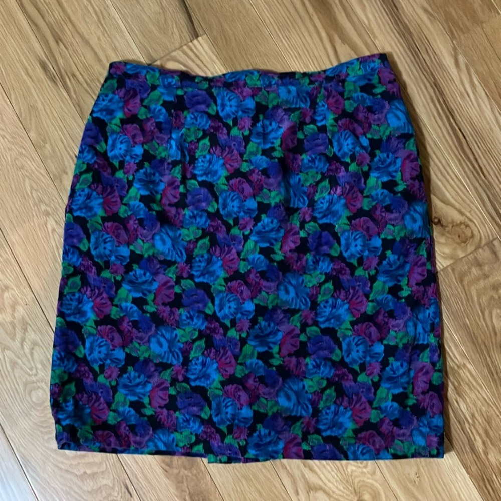 OOAK Vintage handmade vibrant floral skirt XL